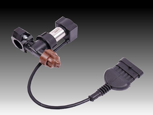 PWM-Ventil der Fa. Müller-Elektronik montiert am Düsenträger mit SoftDrop-Düse von der Fa. Agrotop